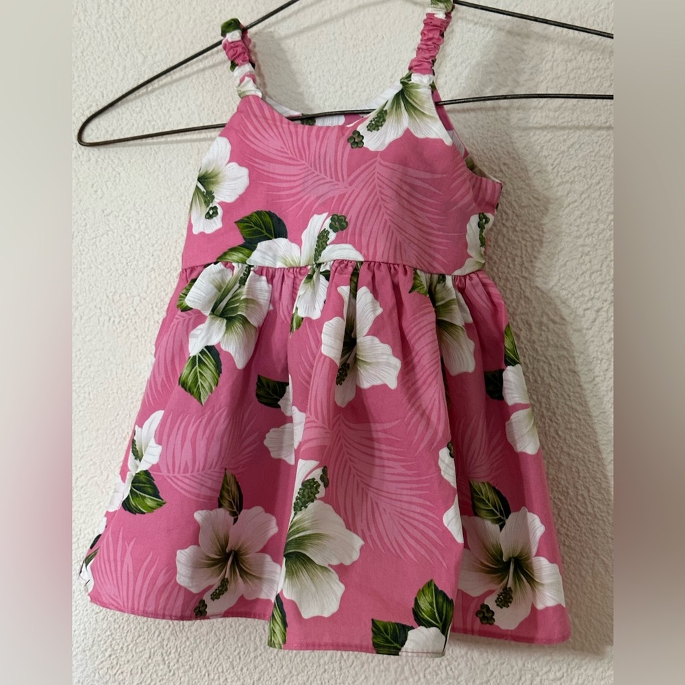 Pacific Legend Vintage Hawaiian Dress Baby 100% Cotton Pink Floral Size 6 Month